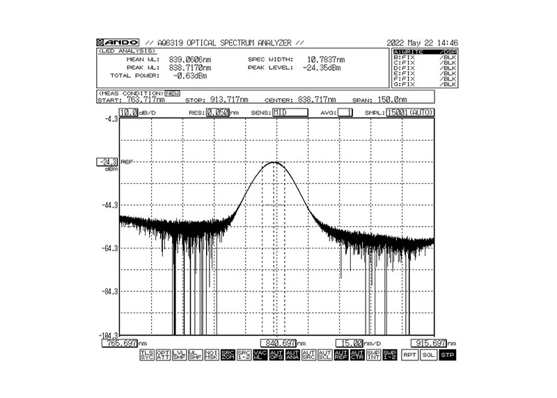 840nm 5mW 10nm pasovne širine SLED širokopasovni modul svetlobnega vira